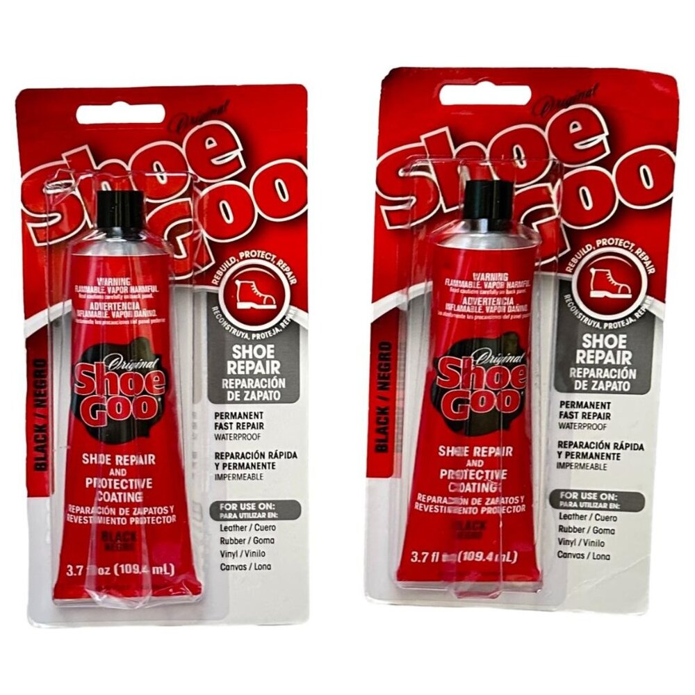 Shoe Goo Lot 2 Tubes Black Adhesive Glue 3.7oz‎ Rubber Leather Vinyl Canvas New